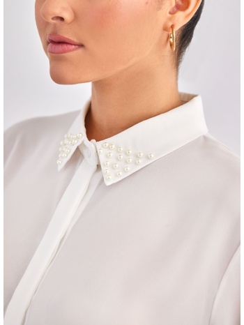 πουκάμισο με πέρλες στο γιακά - λευκό σε προσφορά