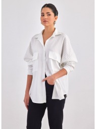πουκάμισο με λεπτή ρίγα - λευκό