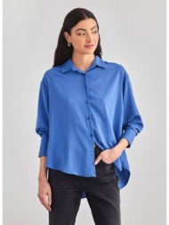 πουκάμισο oversize με ασύμμετρο τελείωμα - μπλε
