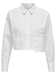 πουκάμισο κοντό με ασύμμετρο τσεπάκι only 15314349 - λευκό