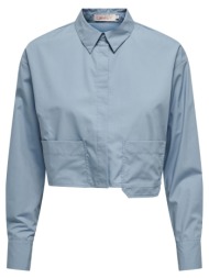 πουκάμισο κοντό με ασύμμετρο τσεπάκι only 15314349 - γαλάζιο