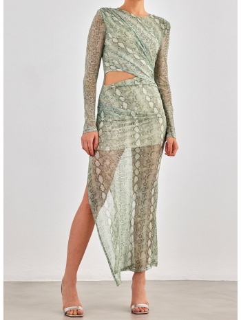 φόρεμα με print και cut out σχέδιο - μέντα σε προσφορά