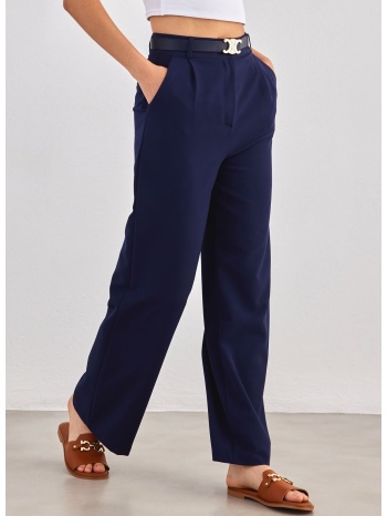 παντελόνι υφασμάτινο wideleg με ζώνη - μπλε σκούρο σε προσφορά