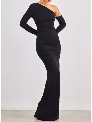 φόρεμα μάξι με σούρες - μαύρο σε προσφορά
