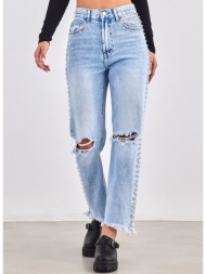 παντελόνι τζιν ψηλόμεσο με καρφιά - μπλε jean