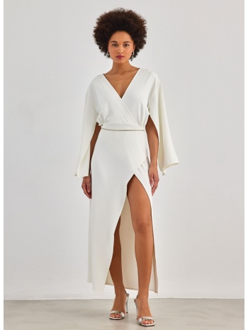φόρεμα maxi κρουαζέ - λευκό σε προσφορά
