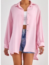 πουκάμισο υφασμάτινο oversized - ροζ