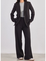 κοστούμι υφασμάτινο ριγέ με wide leg παντελόνι - μαύρο