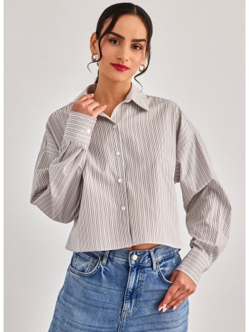 πουκάμισο κοντό με λεπτές ρίγες vero moda 10316393 - caramel σε προσφορά