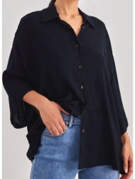 πουκάμισο κοντομάνικο oversized noobass 014-41 - μαύρο