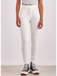παντελόνι κολάν υφασμάτινο με τσέπες - λευκό