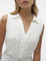 πουκάμισο αμάνικο με λινό vero moda 10303648 - λευκό