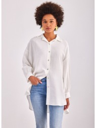 πουκάμισο υφασμάτινο oversized - λευκό