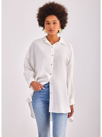πουκάμισο υφασμάτινο oversized - λευκό σε προσφορά