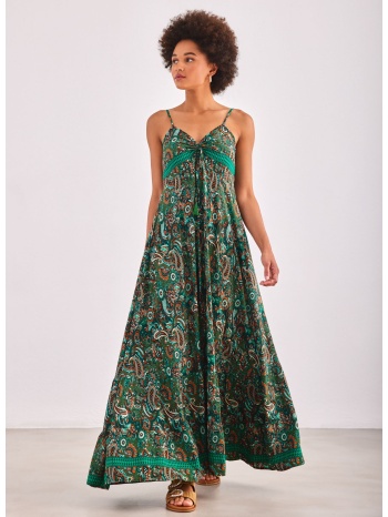 boho φόρεμα με λαχούρια - πράσινο σε προσφορά