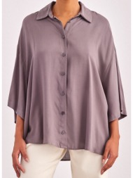 πουκάμισο κοντομάνικο oversized noobass 014-41 - γκρι