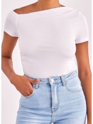 t-shirt με σούρες στο πλάι different-shop 03-130 - λευκό