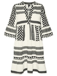 φόρεμα με boho print vero moda 10225127 - λευκό/μαύρο