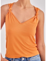 μπλουζάκι αμάνικο με κόμπο different shop 03-134 - πορτοκαλί