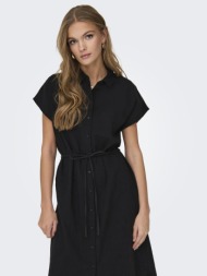 shirt dress με δετό ζωνάκι only 15320260 - μαύρο