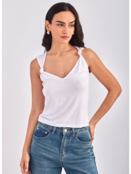 μπλουζάκι αμάνικο με κόμπο different shop 03-134 - λευκό