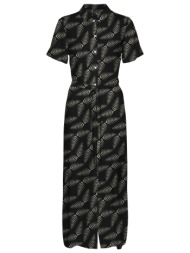 shirt dress με print plus size vero moda curve 10300128 - μαύρο/μπεζ