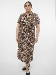 shirt dress με print plus size vero moda curve 10300128 - leopard