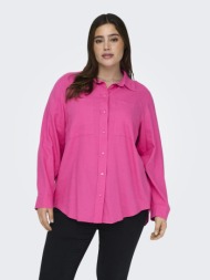 πουκάμισο plus size με λινό carmakoma 15281041 - φούξια