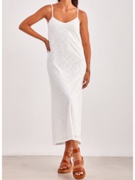 φόρεμα με διάτρητο σχέδιο vero moda 10306400 - λευκό