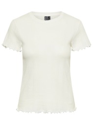 μπλουζάκι κοντομάνικο με διάτρητο σχέδιο pieces 17152053 - λευκό