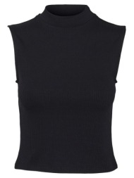 μπλούζα ριμπ με ψηλή λαιμόκοψη vero moda 10306899 - μαύρο