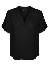 μπλούζα με v cut vero moda 10279697 - μαύρο