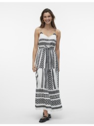 φόρεμα με boho print vero moda 10232429 - λευκό/μαύρο