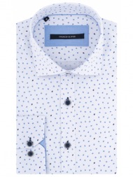 prince oliver πουκάμισο λευκό με μικροσχέδιο (modern fit)