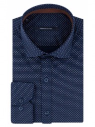 prince oliver πουκάμισο μπλε με μικροσχέδιο (modern fit) νew arrival