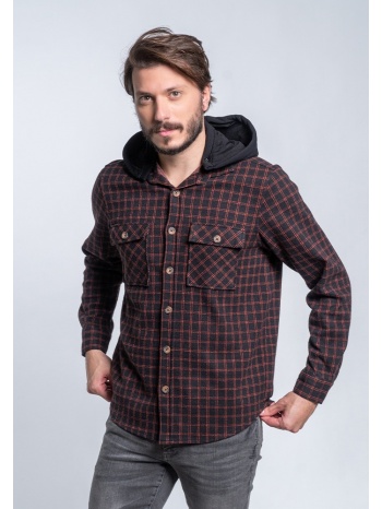πουκάμισο καρό flannel μαύρο/κόκκινο (modern fit) 100% σε προσφορά