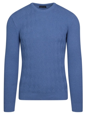 πουλόβερ μπλε round neck (modern fit) σε προσφορά