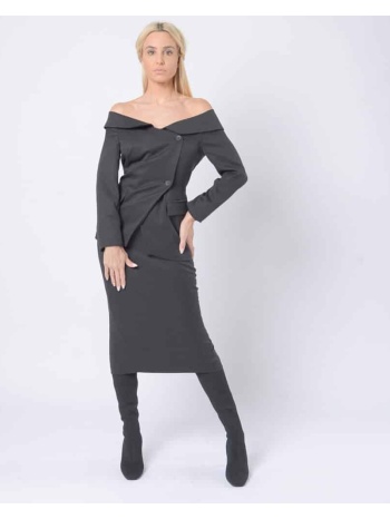 monica blazer.γυναικείο σακάκι με ανοιχτούς ώμους μαύρο σε προσφορά