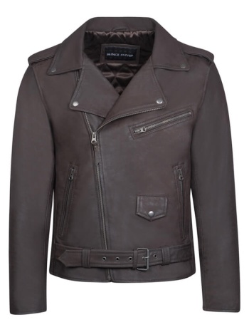vintage perfecto jacket καφέ 100% leather (modern fit) σε προσφορά