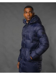 padded long jacket μπλε σκούρο με κουκούλα (modern fit)