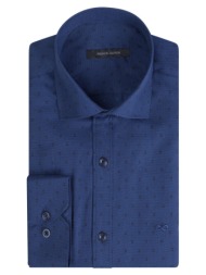 prince oliver πουκάμισο μπλε με μικροσχέδιο (modern fit) new arrival
