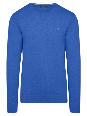 logo-embroidered πλεκτή μπλούζα μπλε ρουά in cotton (modern σε προσφορά