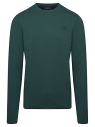 logo-embroidered πουλόβερ πράσινο round neck (comfort fit)