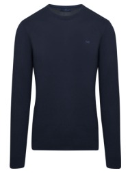 logo-embroidered πλεκτή μπλούζα μπλε σκούρο in cotton (modern fit) new arrival