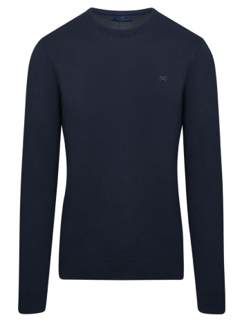 logo-embroidered πλεκτή μπλούζα μπλε σκούρο in cotton σε προσφορά