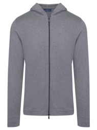 full zip ζακέτα in cotton γκρι με κουκούλα (modern fit) new arrival