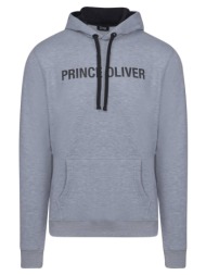 prince oliver hooded φούτερ γκρι μελανζέ (modern fit) new arrival