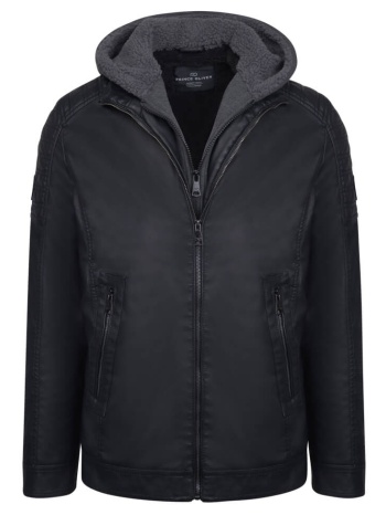biker jacket eco leather μαύρο (modern fit) new arrival σε προσφορά