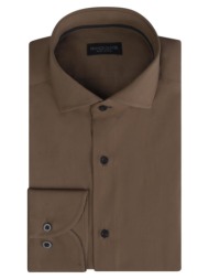 superior πουκάμισο καφέ 100% fine cotton (modern fit) new arrival