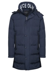 puffer long jacket high performance μπλε με αποσπώμενη κουκούλα (modern fit) new arrival